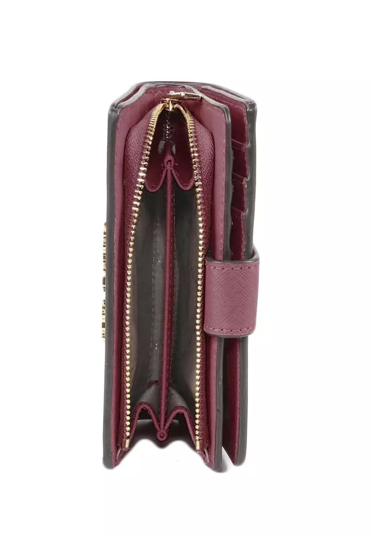 Jet Set Travel Medium Bifold Zip Coin Wallet - Oxblood