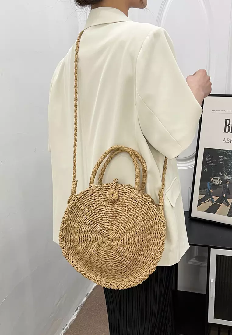 Straw circle tote outlet