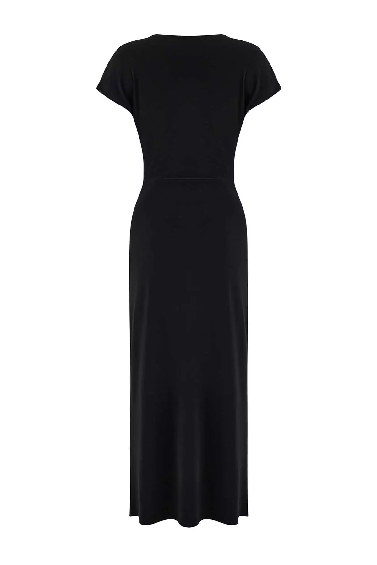 Black A-Line/Trumpet Form Degaje Collar Accessory Detail Maxi Stretchy Knitted Dress Twoss26El16