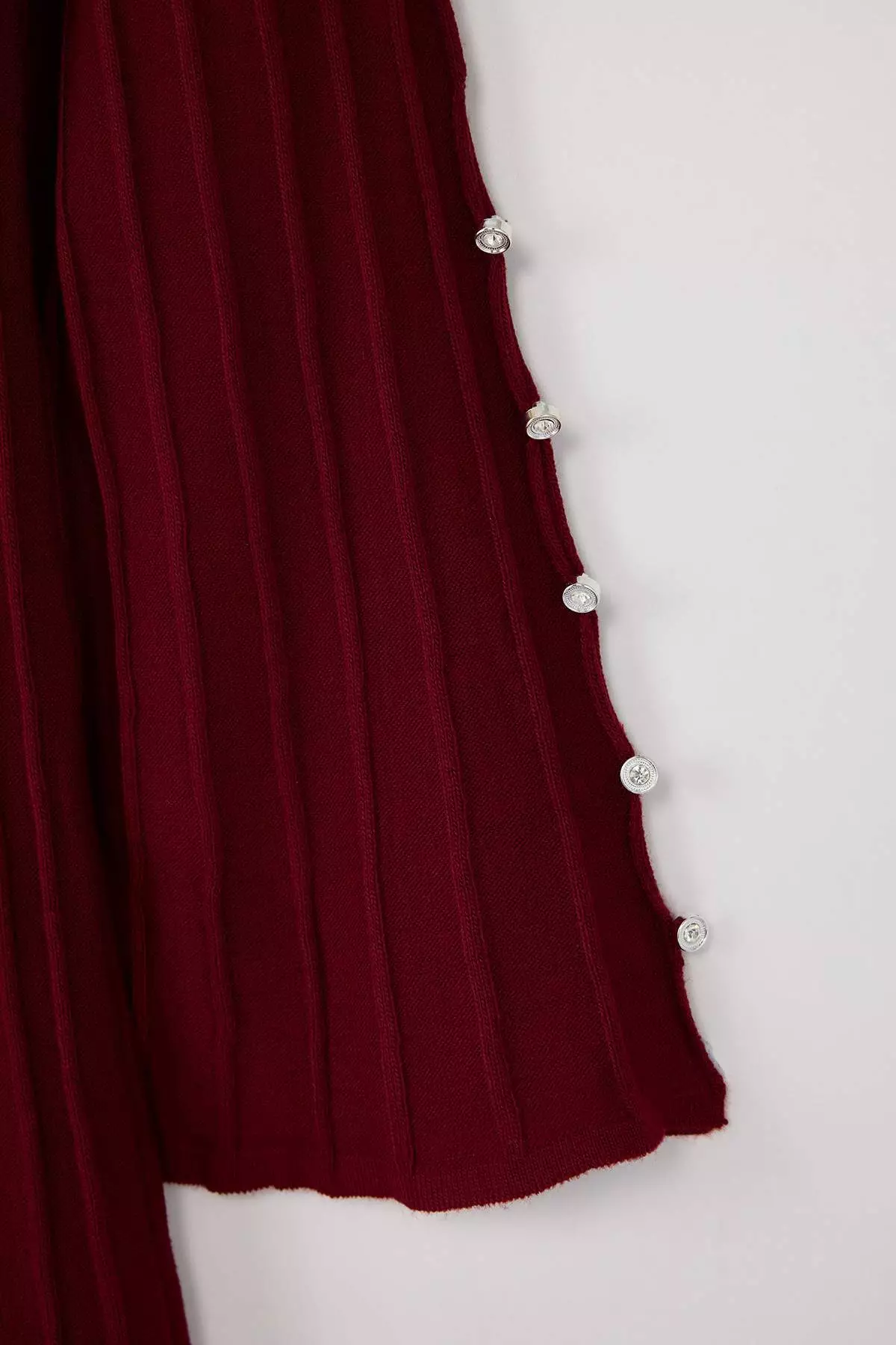 Claret Red Corded Accessory Detailed Knitwear Dress Tbbaw26Ah00000