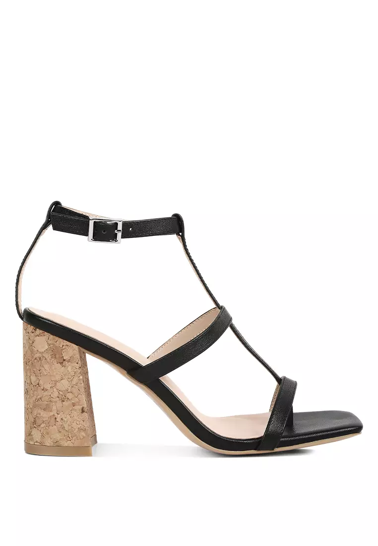 Buy Rag CO. Black Open Square Toe Block Heel Sandals 2024 Online