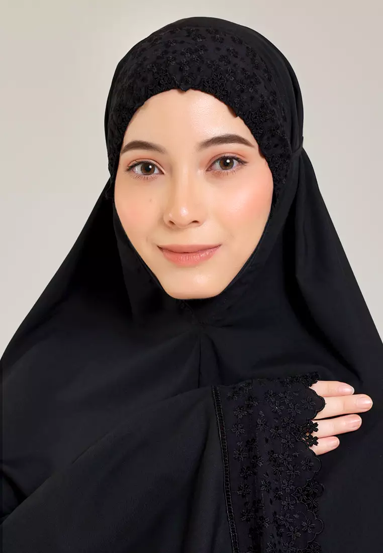 Siti Khadijah Telekung Signature Sakura in Black