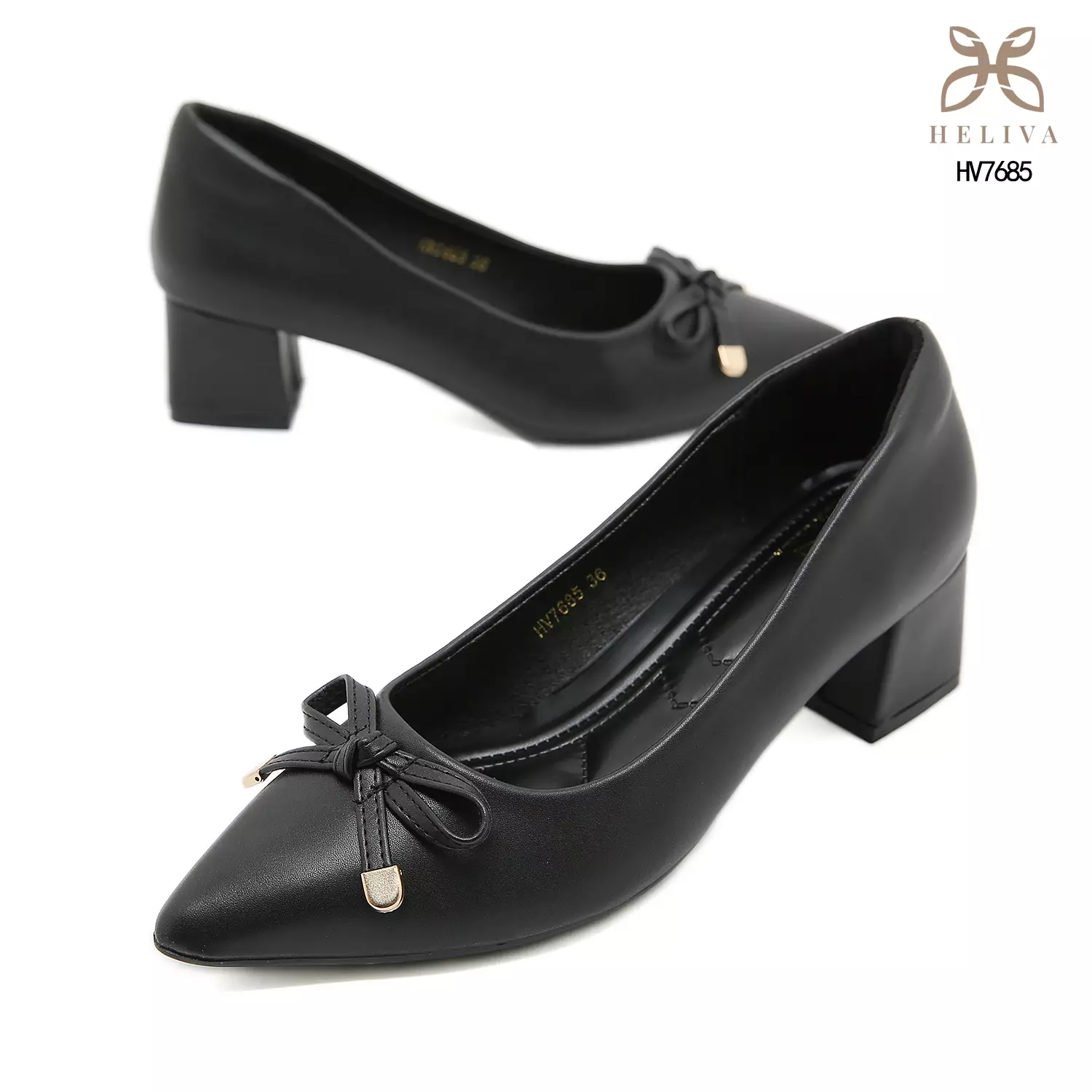 Heliva Janice Women Shoes Chunky Heels Bow Accesories 4cm HV7685