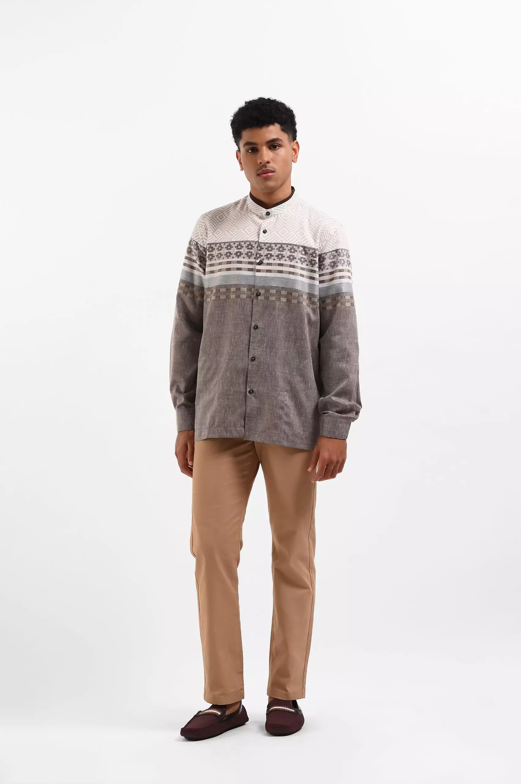 MANZONE Kemeja Koko Lengan Panjang MARKUM - BROWN