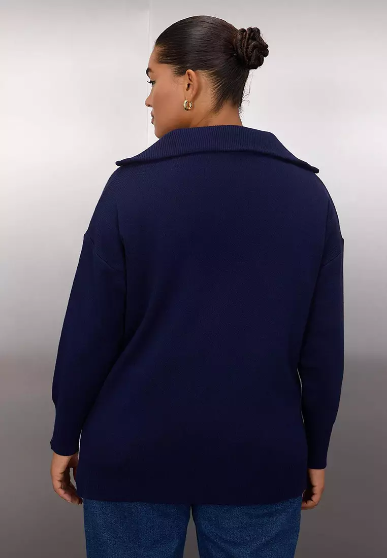 Plus Size Zip Neck Sweater