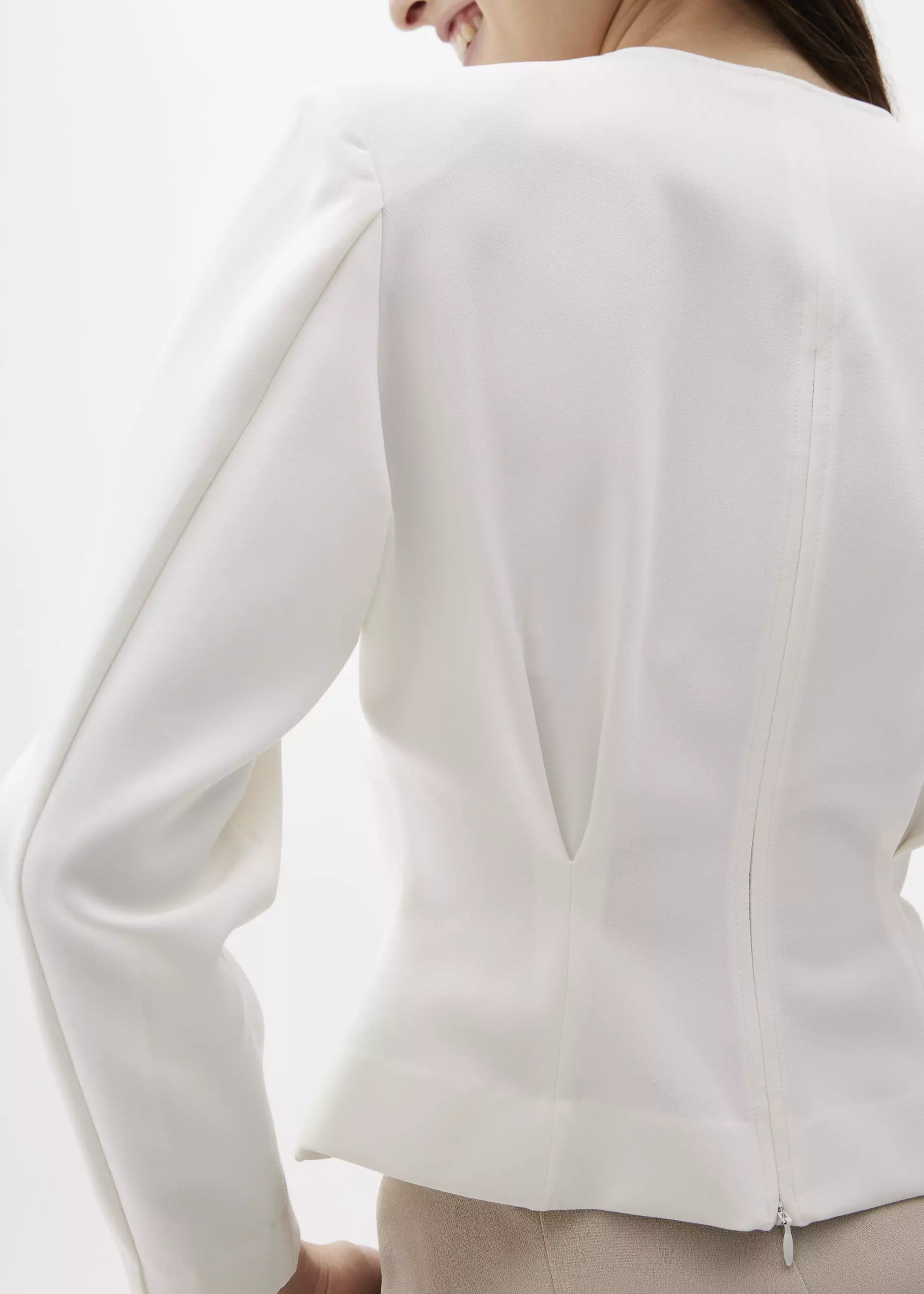 Atasan Wanita - Moon Shoulder Padded V-neck Top