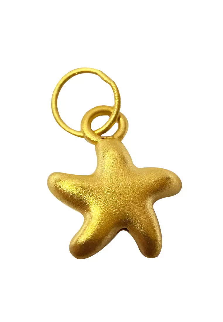 [SPECIAL] LITZ 999 (24K) Gold Star Pendant with Stainless Steel Leather Choker Necklace EP0305-AC (0.20g+/-)