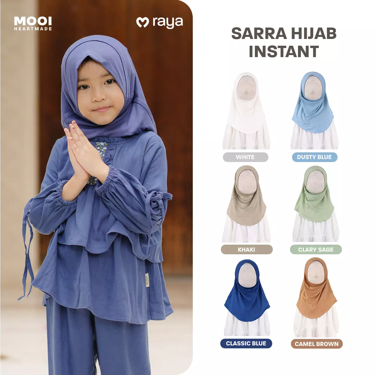 Mooi Hijab Instant Anak Jilbab Anak Perempuan Sarra Hijab - Dusty Blue