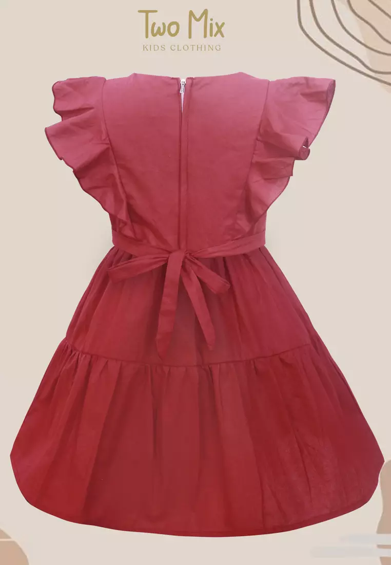 Two Mix Dress Anak Perempuan - Baju Anak Cewek - Girls Dress 1-8 Tahun 4335 - Colour Maron