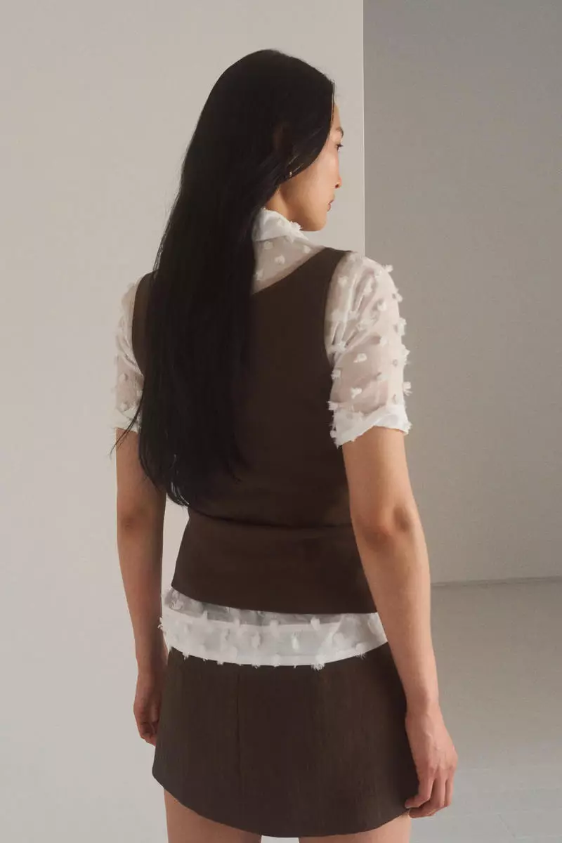 Mesh-trimmed vest top