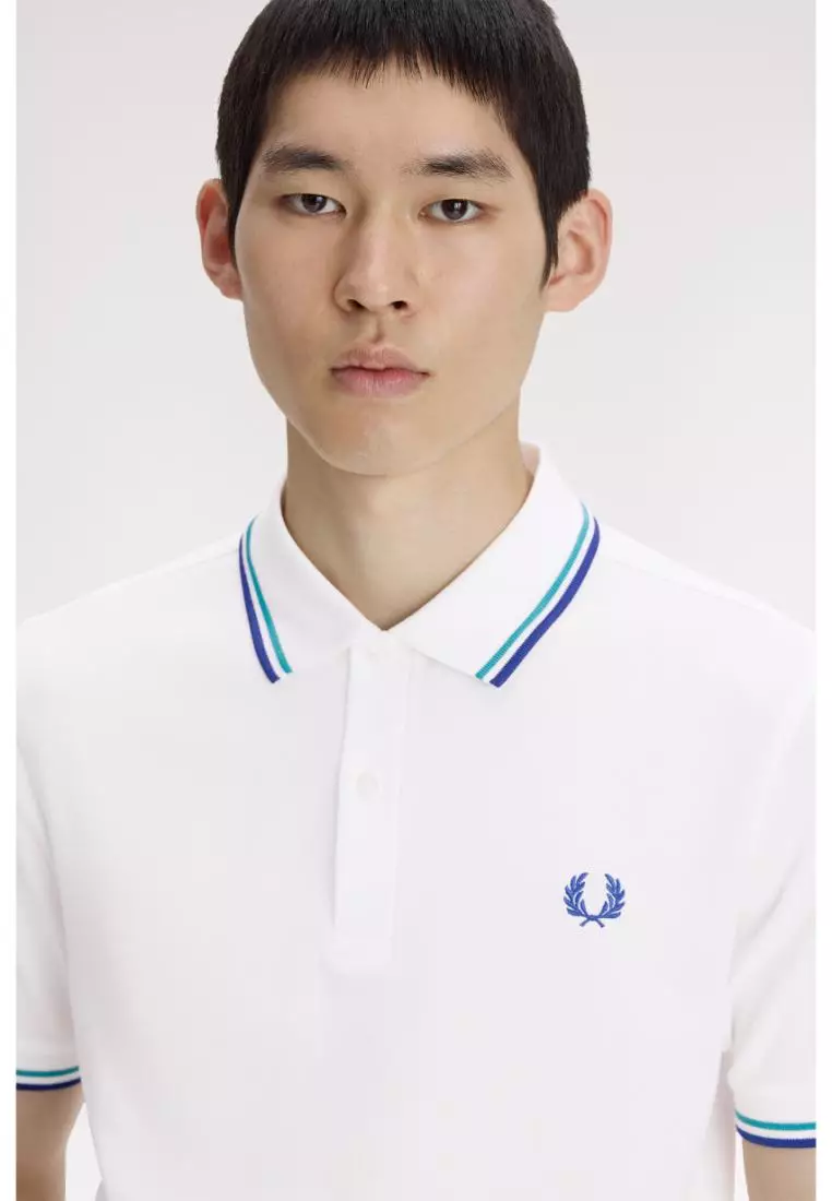 Fred Perry M3600 Twin Tipped Fred Perry Shirt (Snow White / Deep Mint / Soho Eclipse)