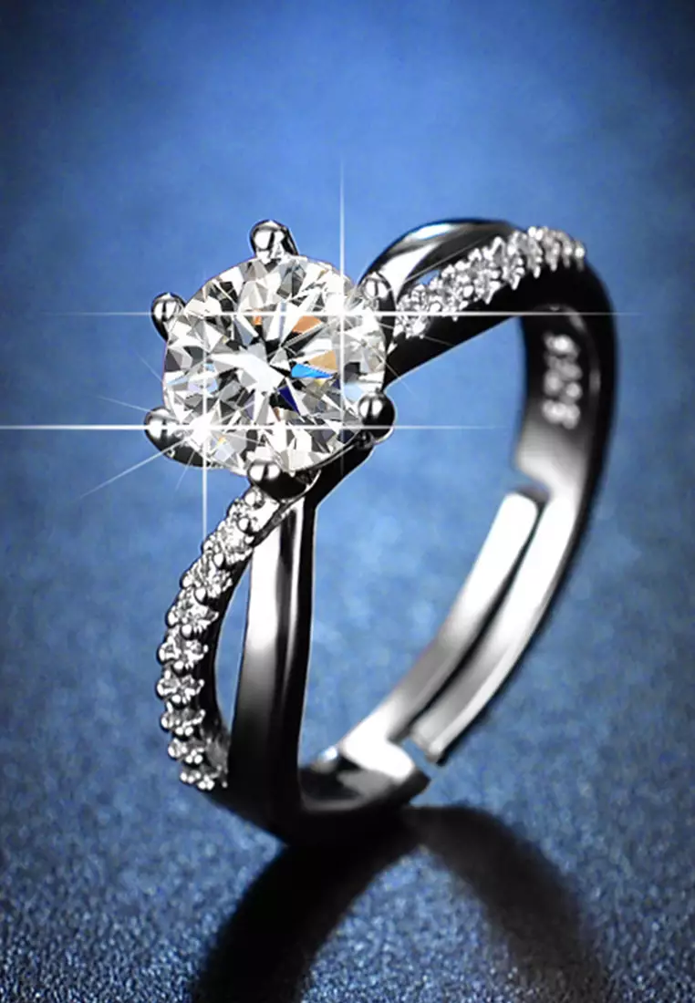 Cincin Wanita Original Aksesoris Adjustable Elegan 2 Karat Mewah Perhiasan Fashion