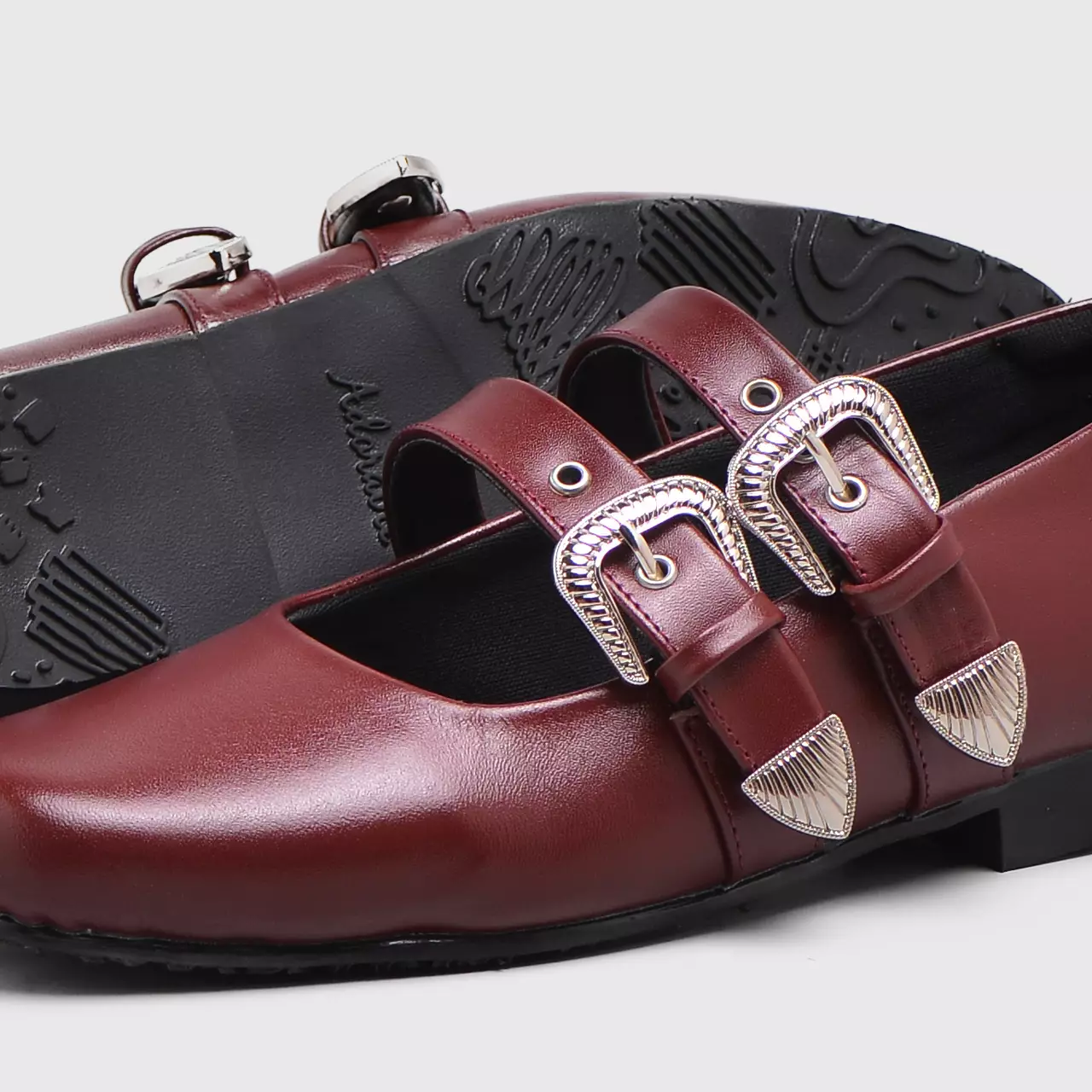 Baleva Flat Shoes Genuine Leather Maroon