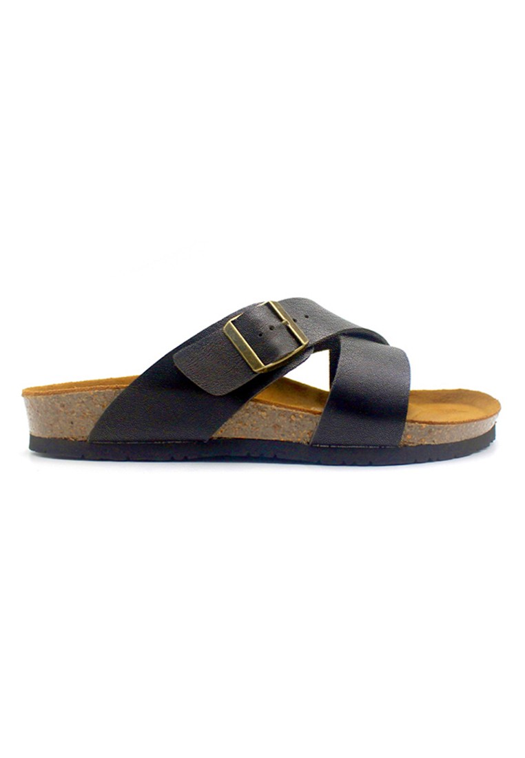 Frankfurt - Black Leather Sandals & Flip Flops