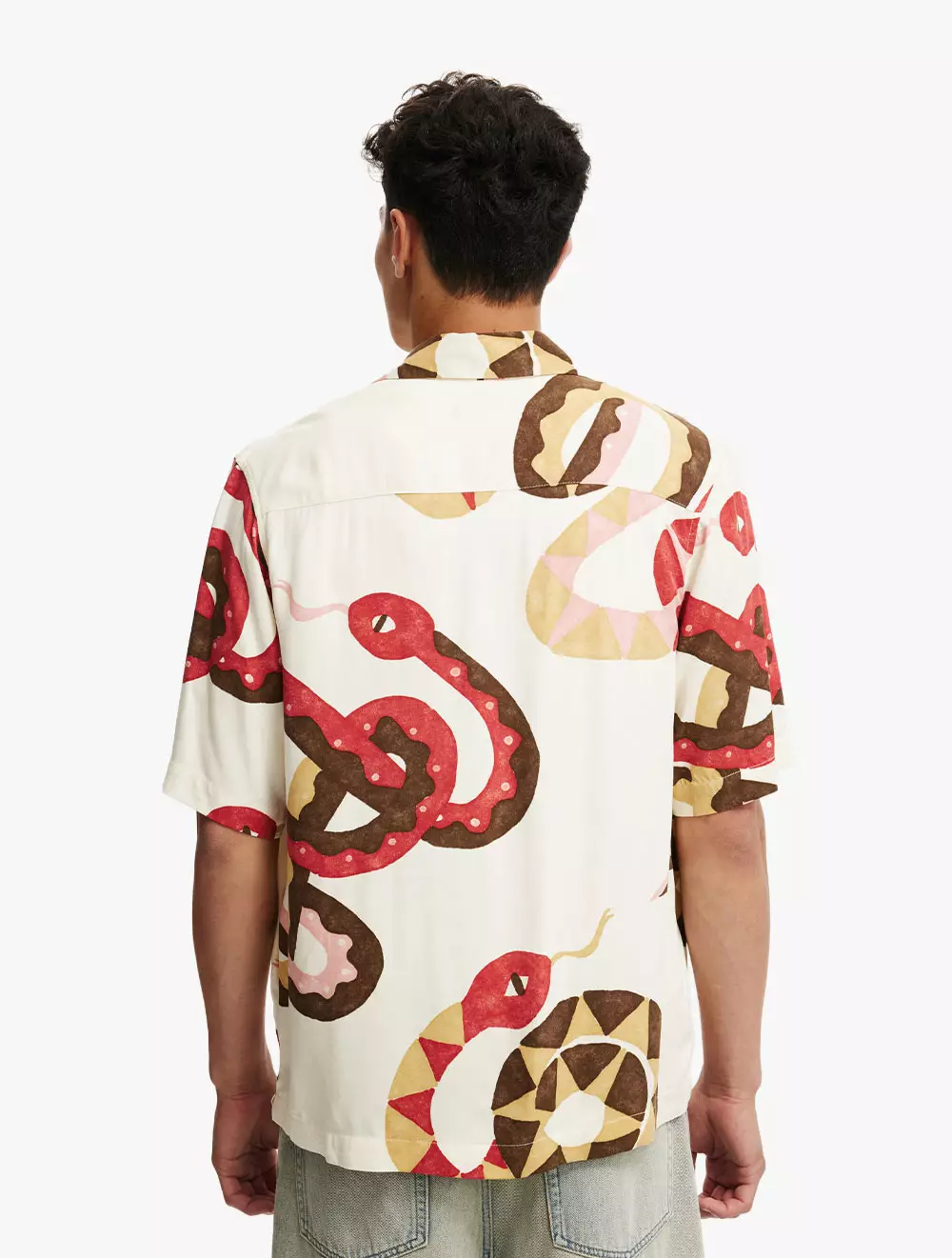 Cotton On - SHIRTS - Cancun Short Sleeve Shirt - OFF WHITE RED LNY SNAKE