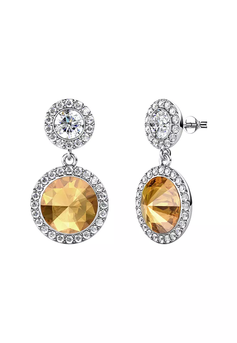 Dangling Circlet WG Champagne - Anting Crystal by Her Jewellery