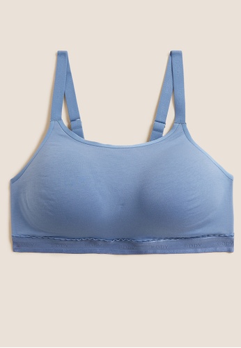 MARKS & SPENCER blue M&S Cool Comfort Cotton Rich Non Wired Bra 2CFCBUS0AEF363GS_1