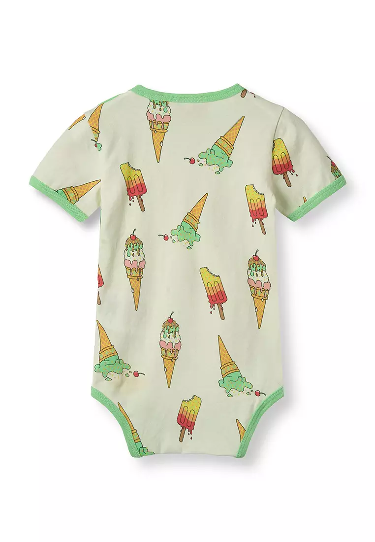 Short-sleeved baby body with ice cream