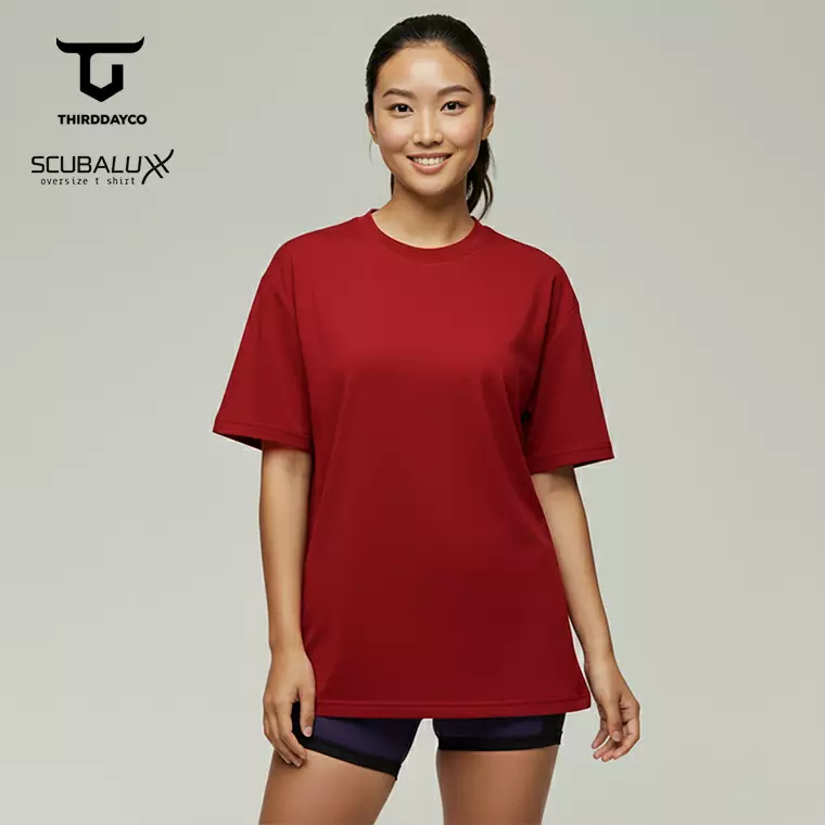 Kaos Oversize Gym Wanita Scubalux "everyday to gym club" maroon LTH30