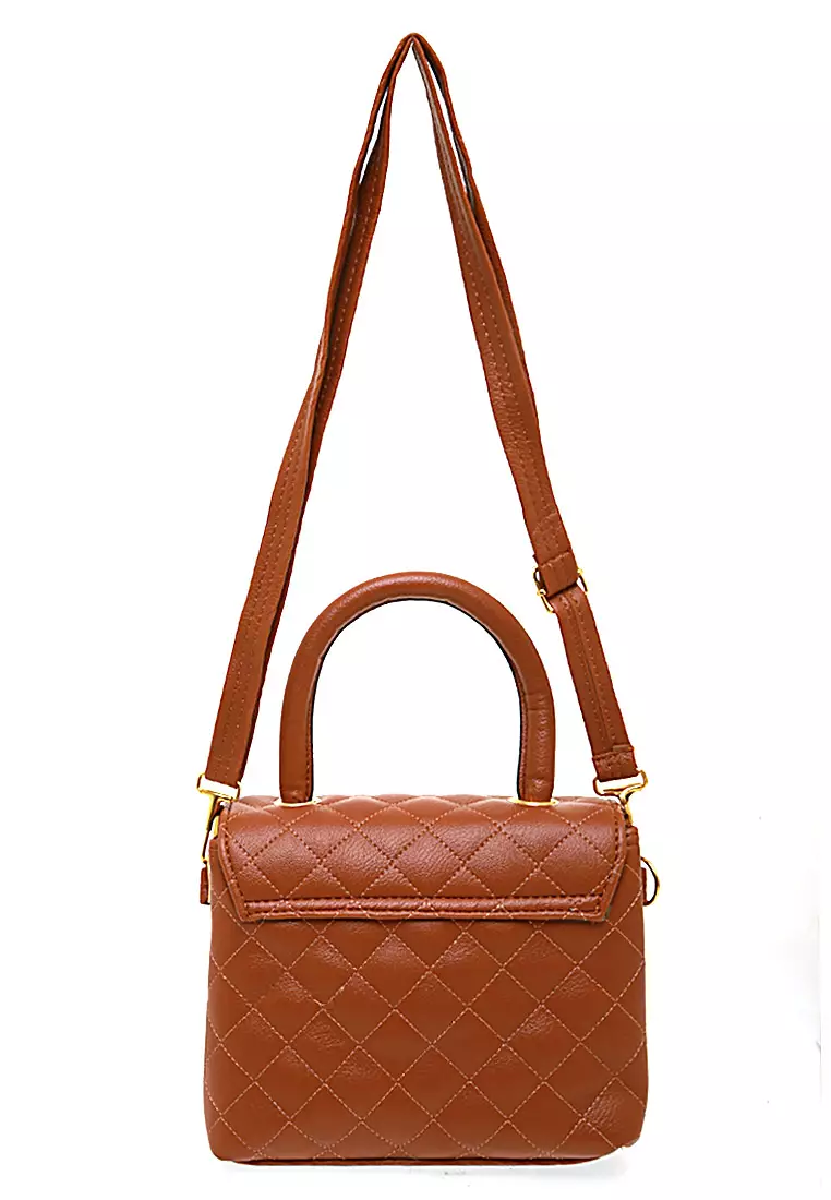 Lezya Tas Selempang Premium Tali Panjang Design Classic Woman Bag - Mocca