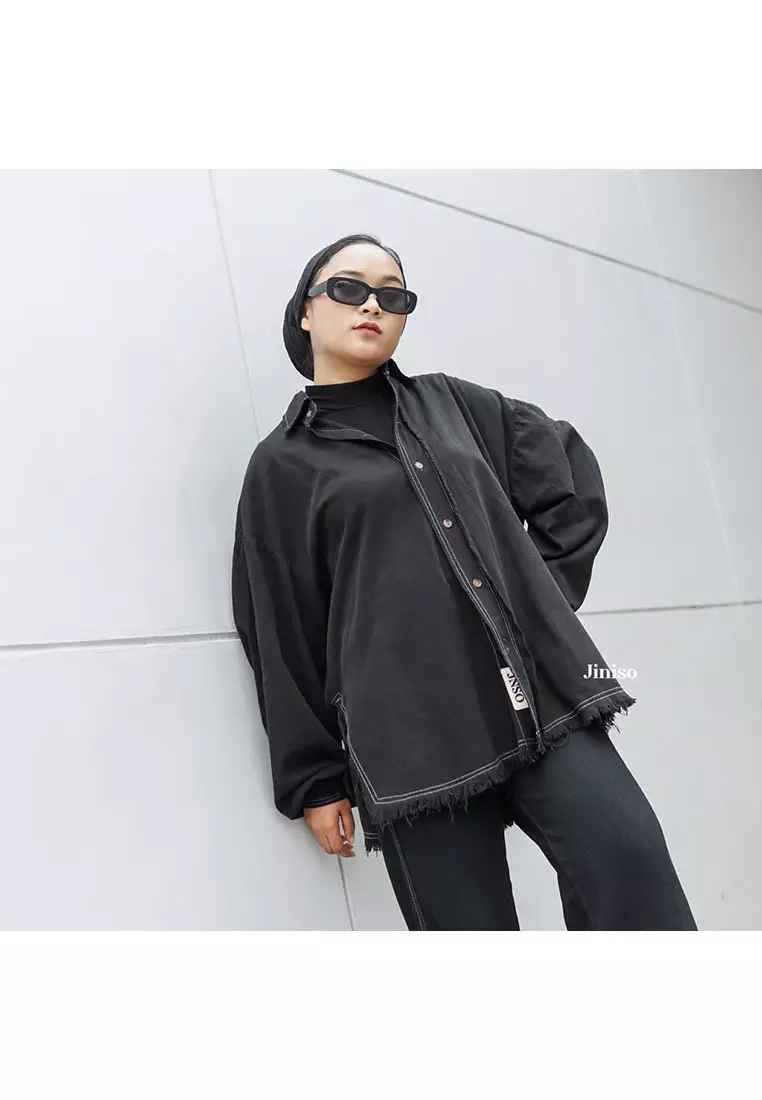 Kemeja Denim Raw Oversize Unisex HYPER ACTIVE