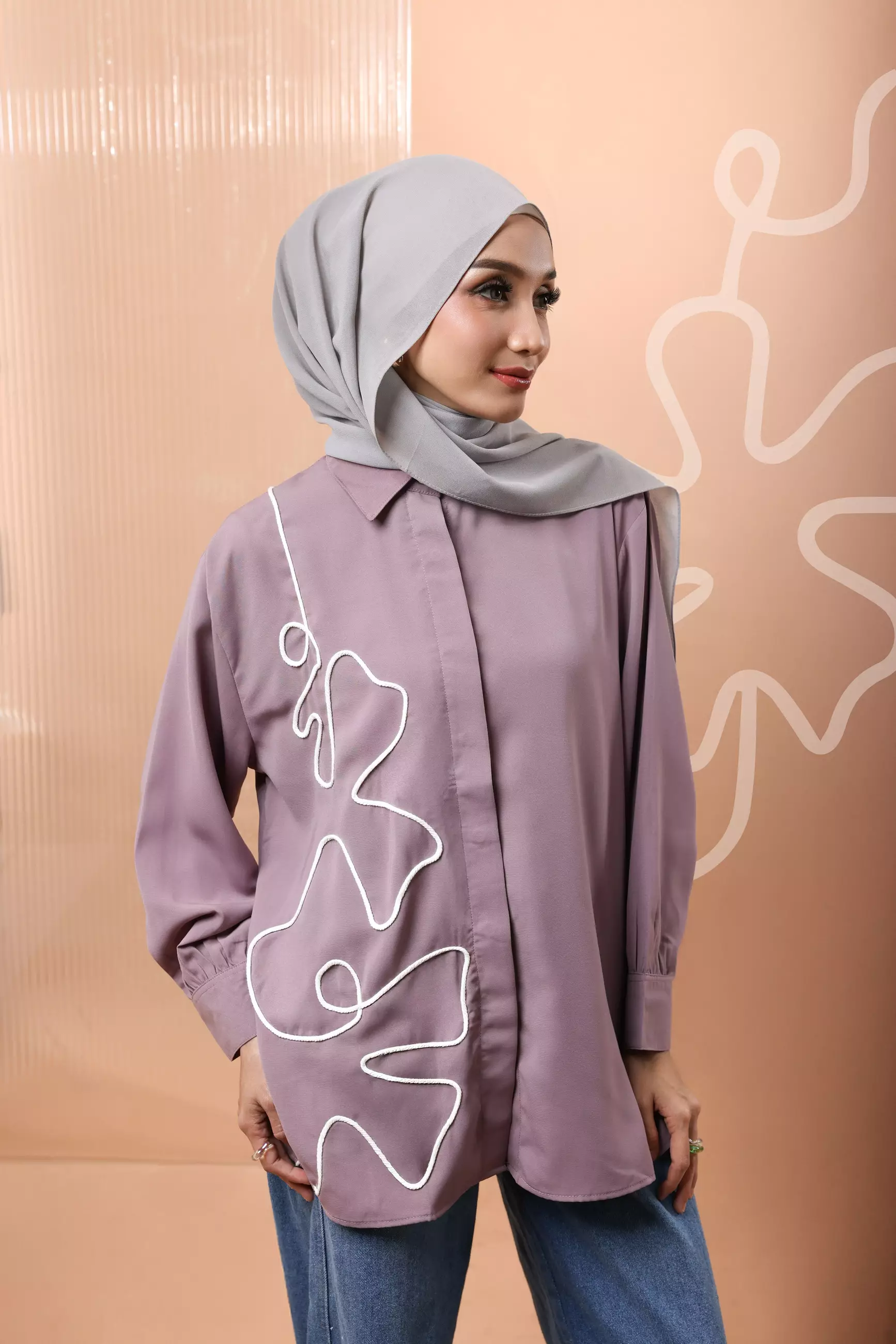 ZM Zaskia Mecca - Camira Mauve Blouse Kemeja Wanita - Daily