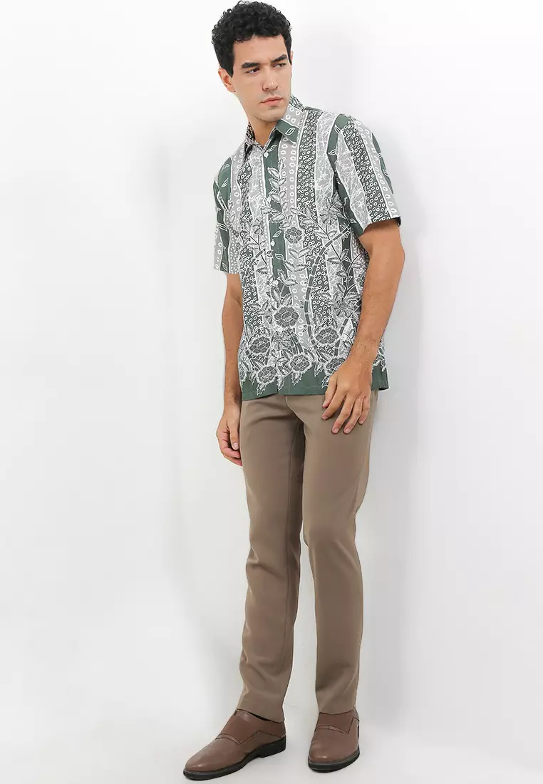 Flower Kemeja Batik Premium Pria Casual Modern Lengan Pendek