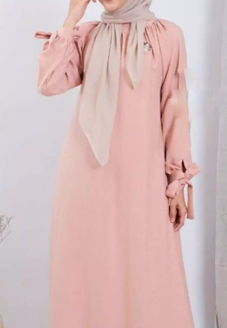 Vaisya Peach Dress Premium | Long Dress | Gamis Modern Premium JLAN