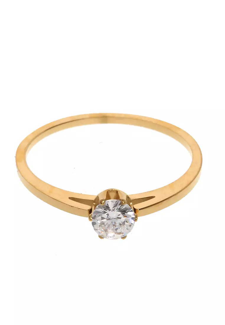 Cincin Diamond Aksesoris Wanita Fashion Ring Premium Quality - Gold