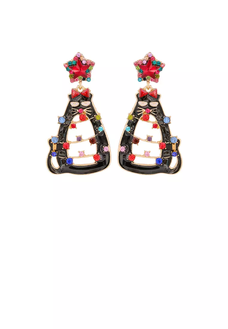 Cat christmas clearance earrings