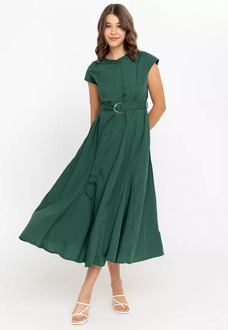 Celavie French Sleeves Belted Dress