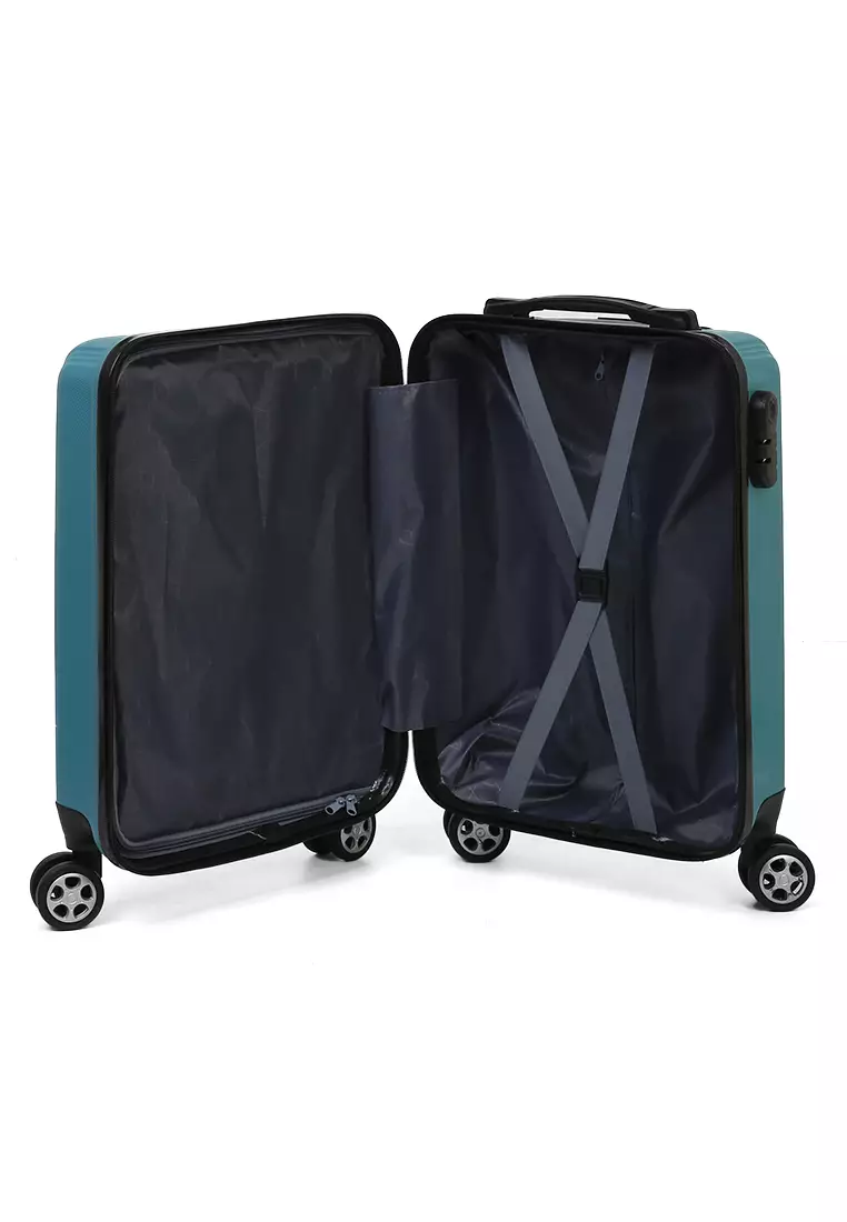 Caroline Koper Hardcase Unisex Size 18 Inch Tas Travel Large Compartment Material ABS+PVC Coated ORIGINAL - Green