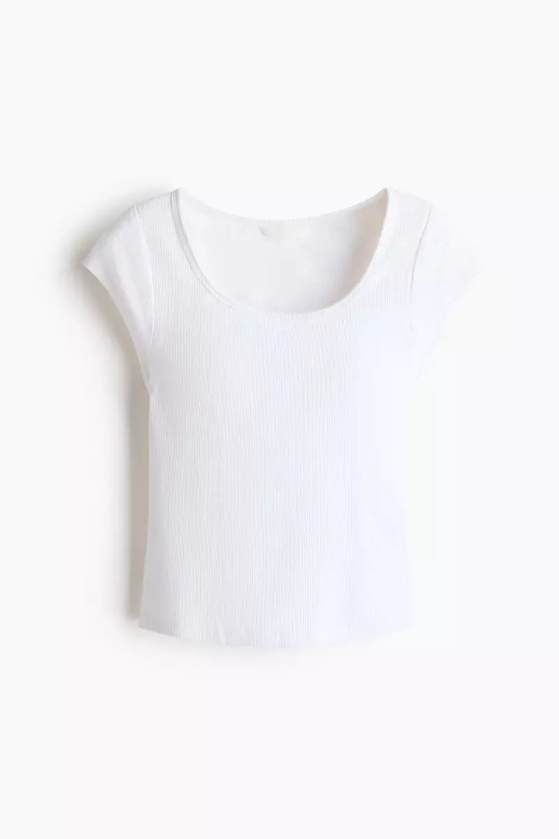 Integral-bra cotton T-shirt