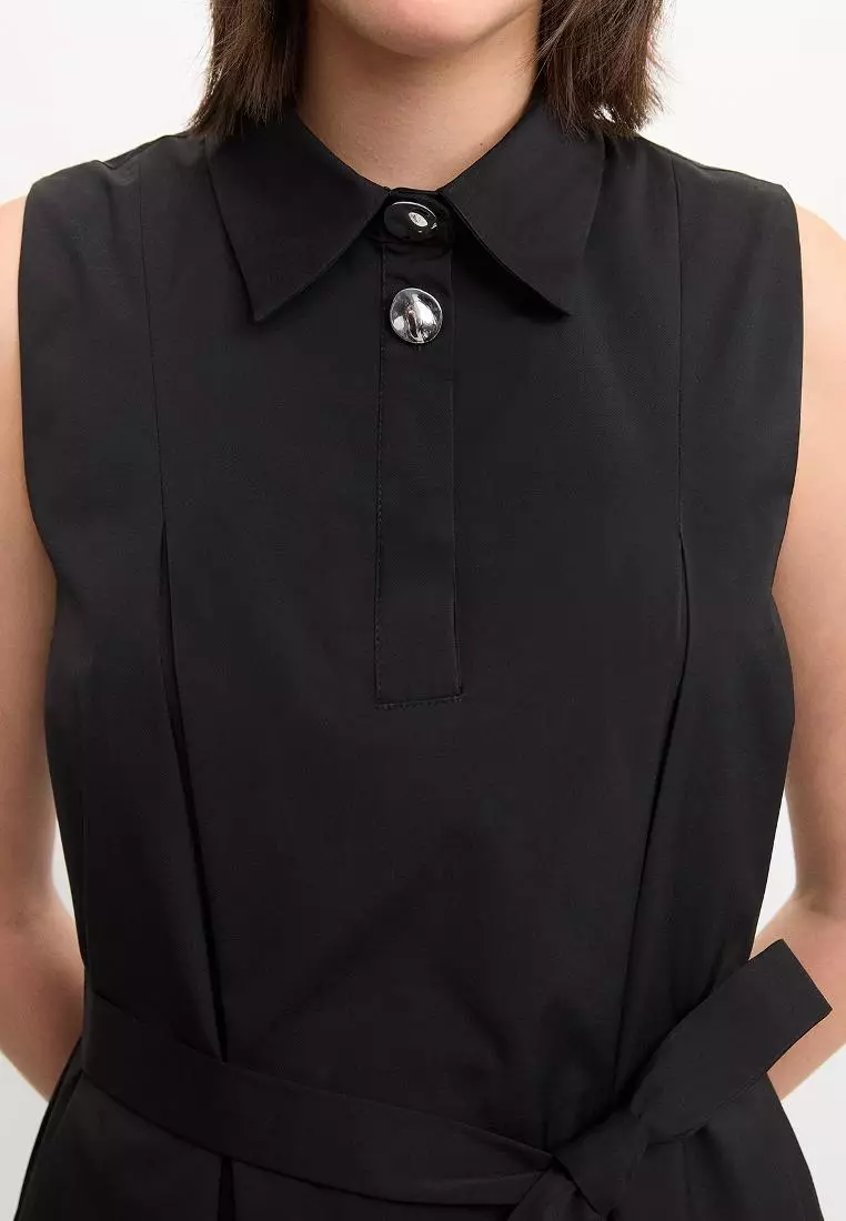 Belted Bubble Skirt Dress