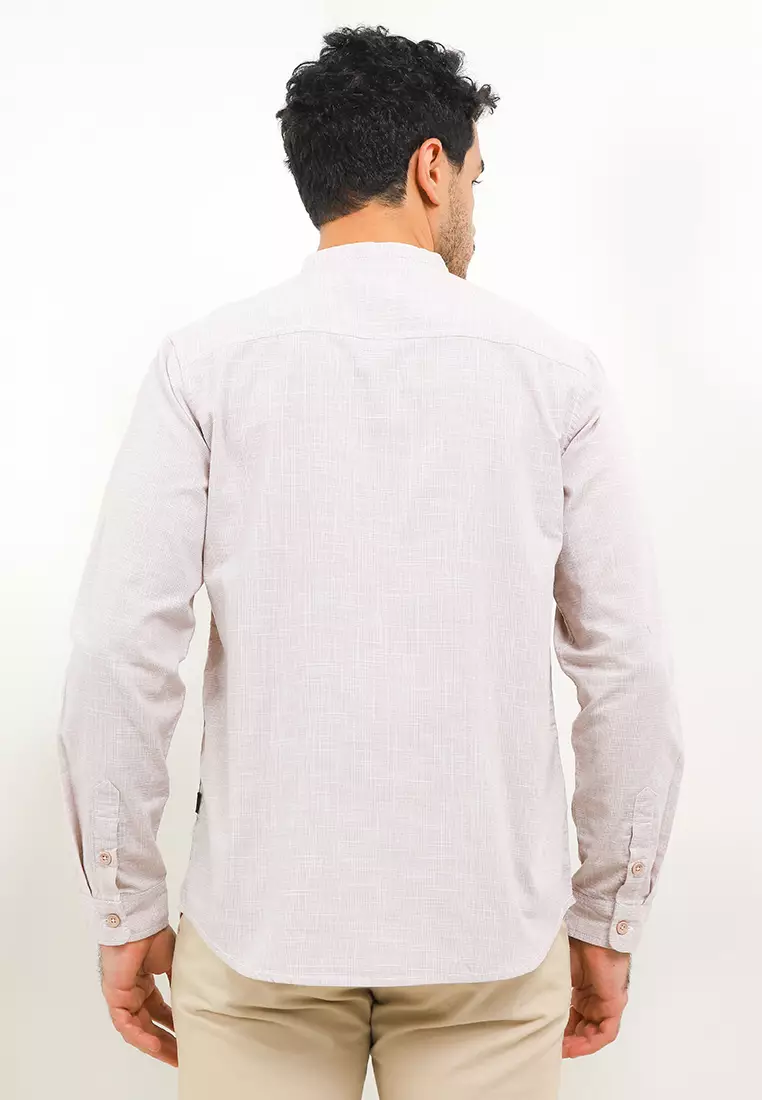 Cressida Regular Fit Mandarin Collar Shirt L155R - Cream