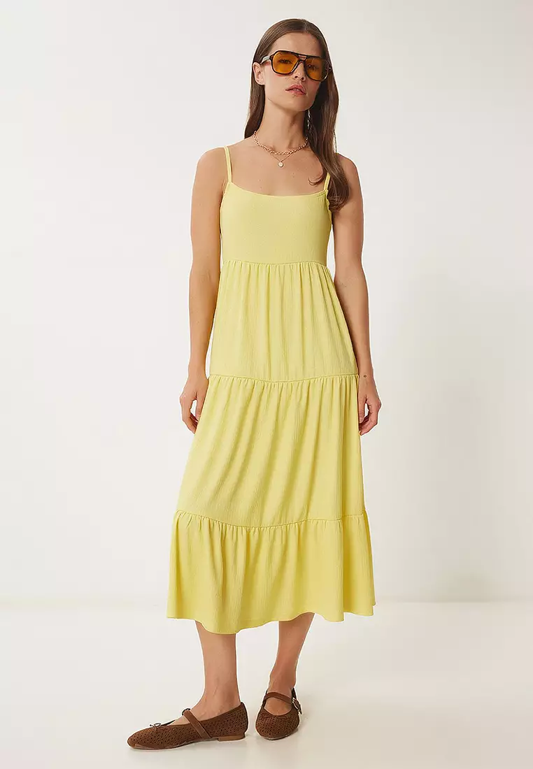 Strap Flounce Summer Knitted Dress