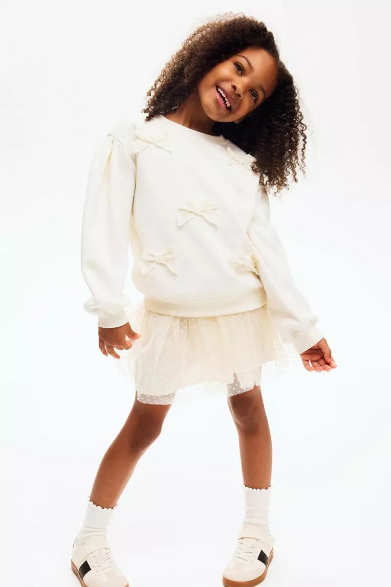 Appliquéd brushed-inside sweatshirt