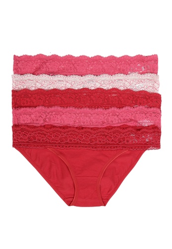 MARKS & SPENCER pink M&S 5 Pack Lace Waisted Animal & Dots Print Bikini Knickers DCE03USA3D53A3GS_1