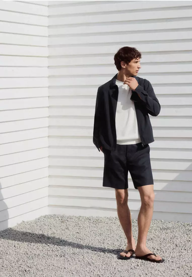Slim-Fit 100% Linen Bermuda Shorts