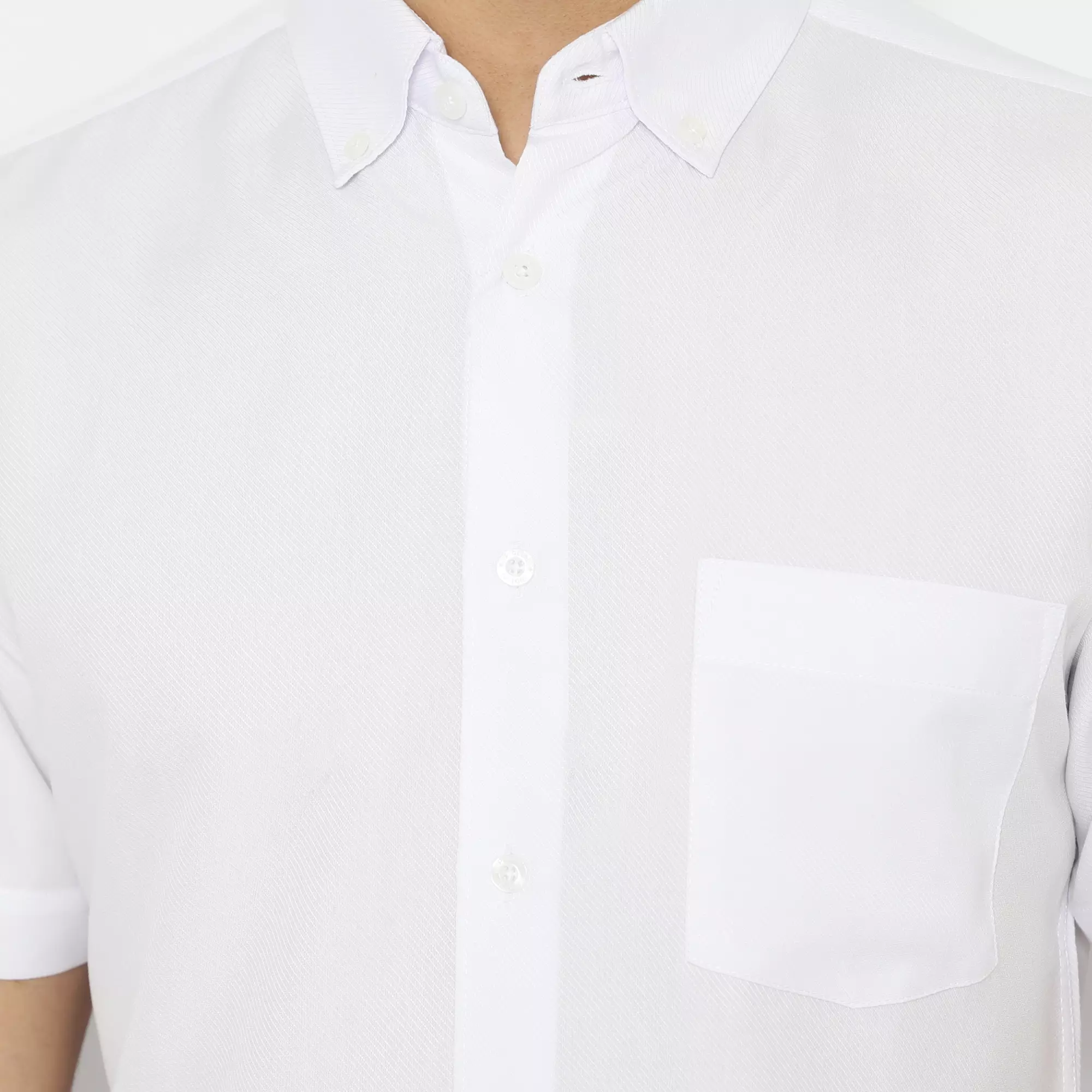 Platini Kemeja Pria Polos Lengan Pendek Polinosic Twill Putih 63243