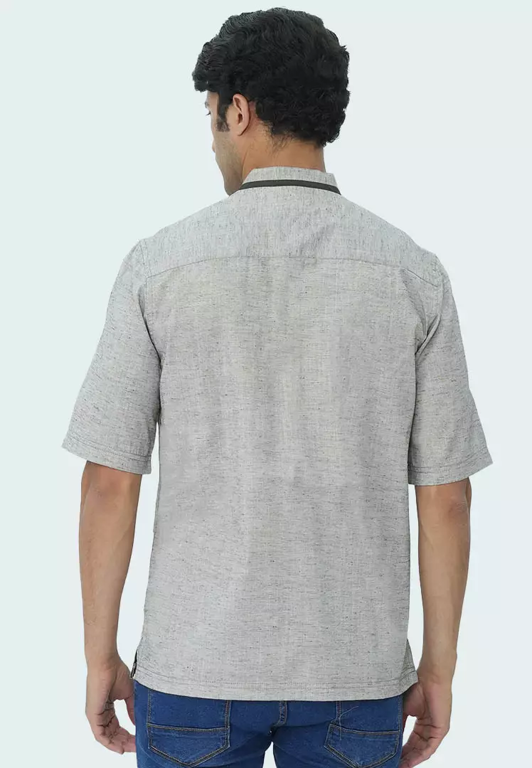 LGS - Baju Koko - List Hitam - Single Pocket - Regular Fit - Abu - CSH.285.S2034K.426.C