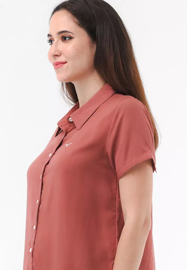 Woven Plain Soft Linen Short Sleeve Blouse
