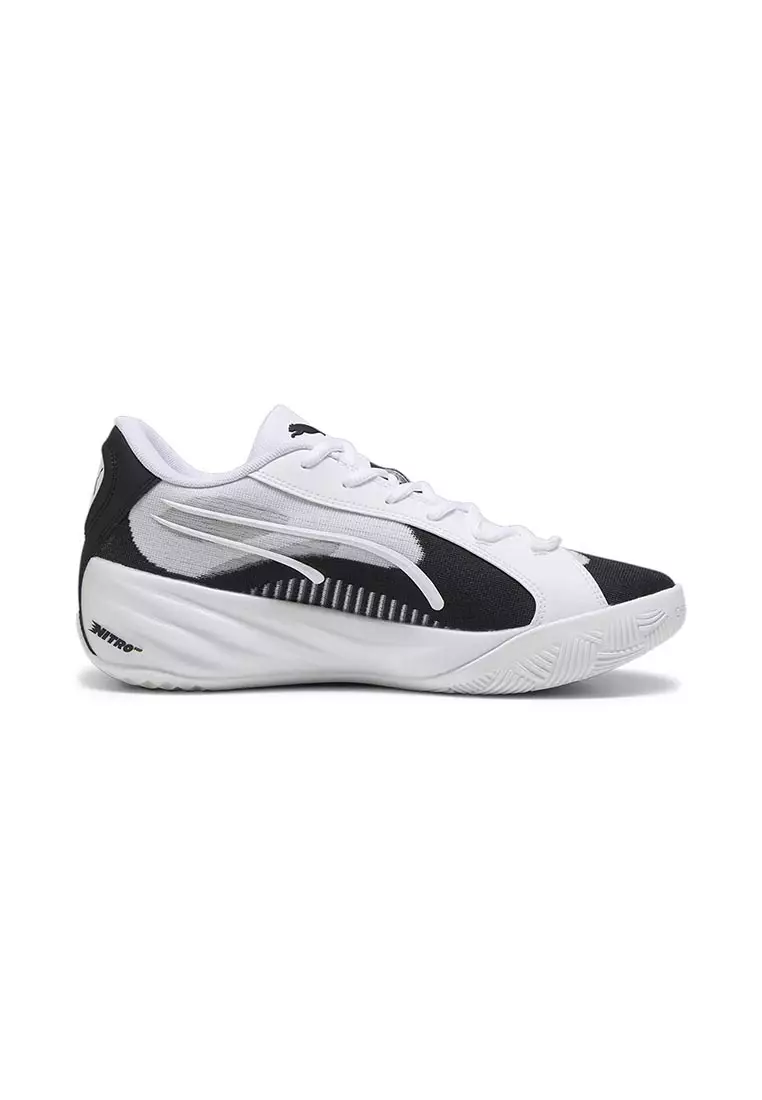 puma black and white sport shoes