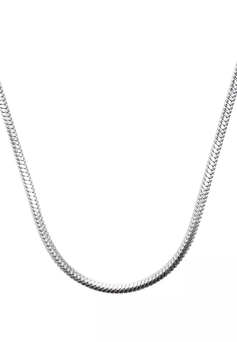 Ainsley Aksesoris Fashion Kalung Pria Wanita Necklace Desain Rantai Ular Minyak Material Titanium ORIGINAL - Silver