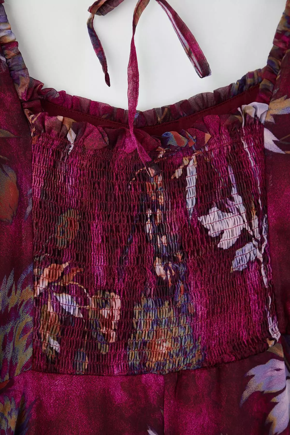 Burgundy-Multicolor Chiffon Mini Woven Plus Size Dress Tbbaw26Ah00004