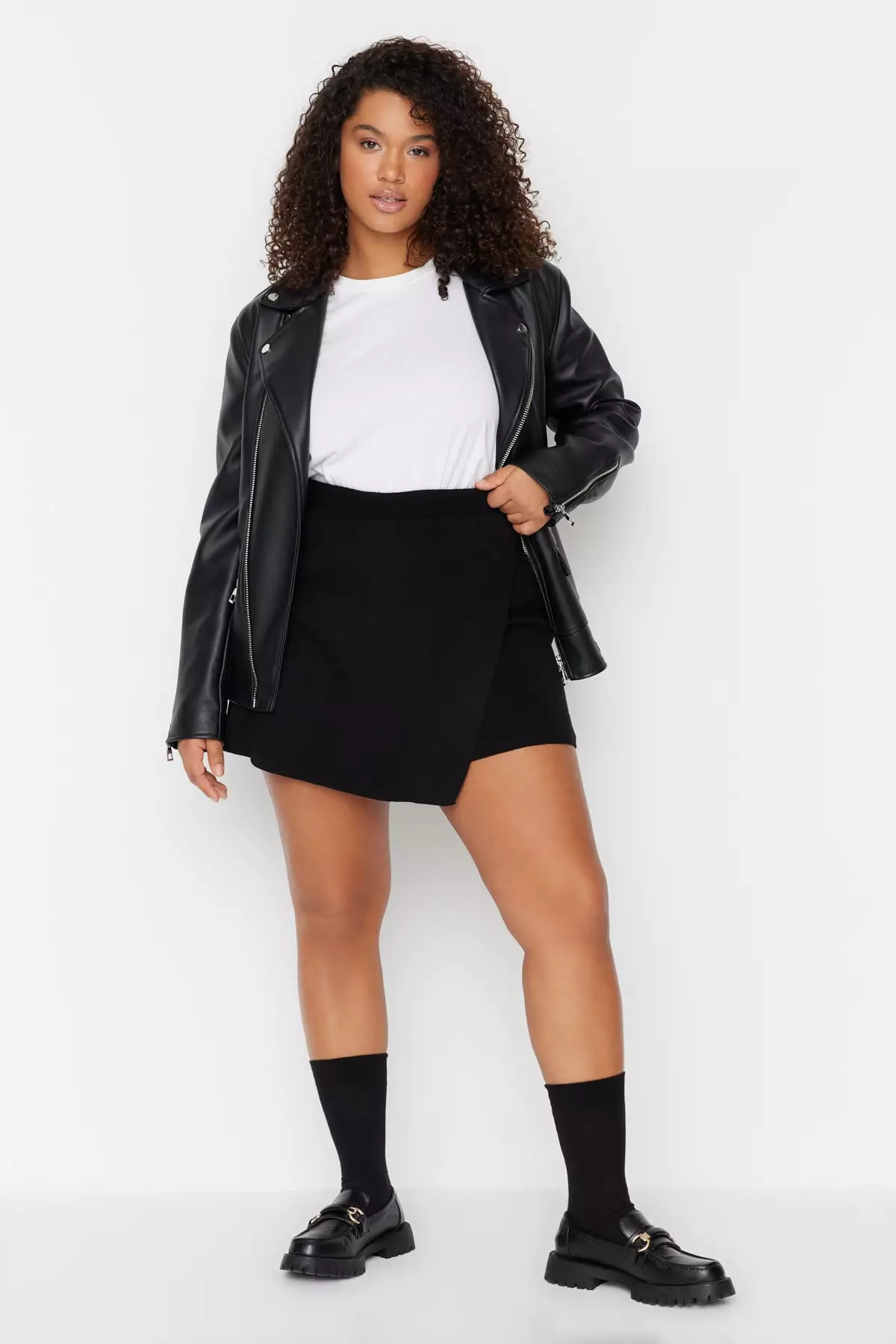 Buy Trendyol Plus Size Black Skirt Look Knitwear Shorts 2024