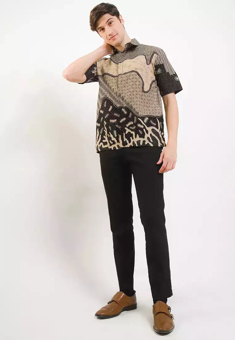 Evano Kemeja Batik Exclusive Premium Pria Casual Modern Lengan Pendek