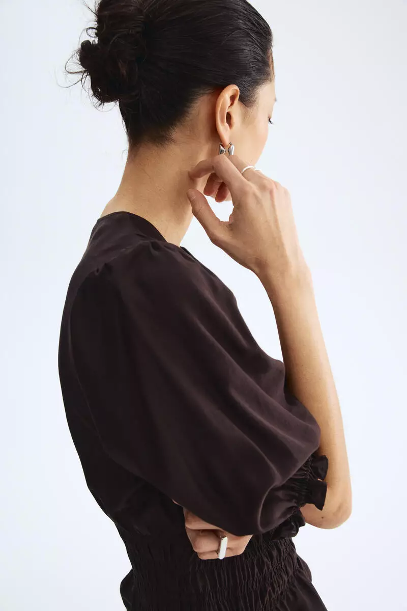 Smocked-waist blouse