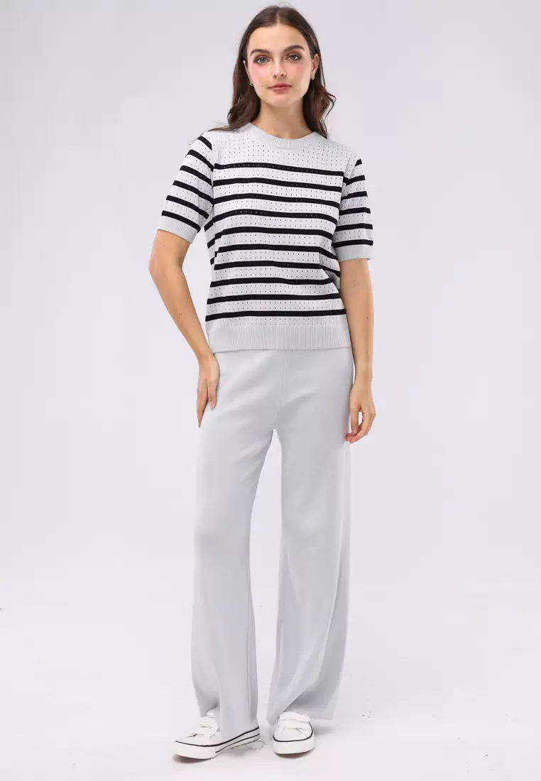 Ladies Knitted 2 In 1 Blouse & Pants