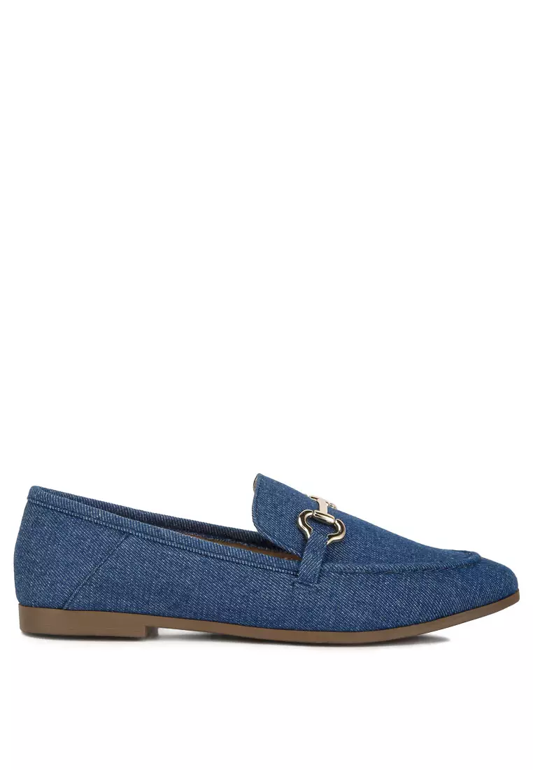 Discount on London Rag  shoes - SKU: Denim Horsebit Detail Flat Loafers